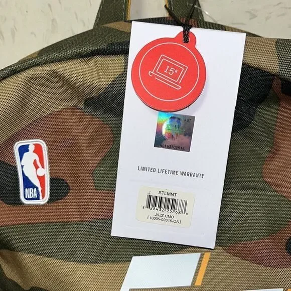 New Utah Jazz 15” Backpack Herschel camouflage camo NBA Logo Officially Licensed